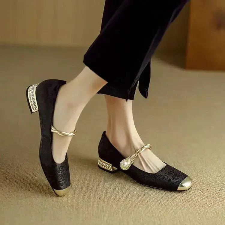Estella – Pearl Strap Leather Flats