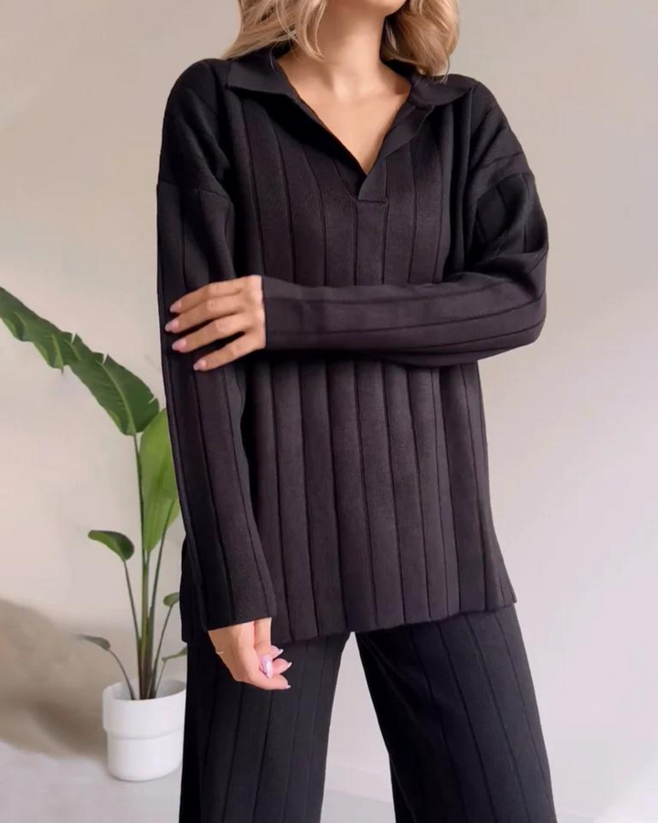 NAVONE - Stylish Pit Stripe Jacquard Two-Piece Set