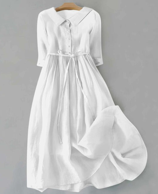 Nadja - Elegant Short-Sleeve Dress with Tie Belt