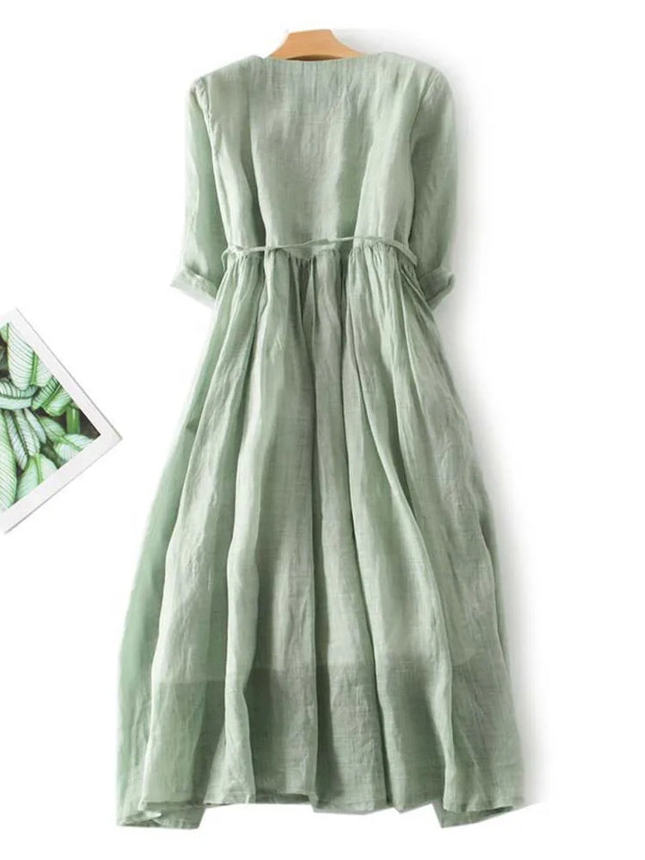 Maira - Retro Women's Dress with Tie Belt