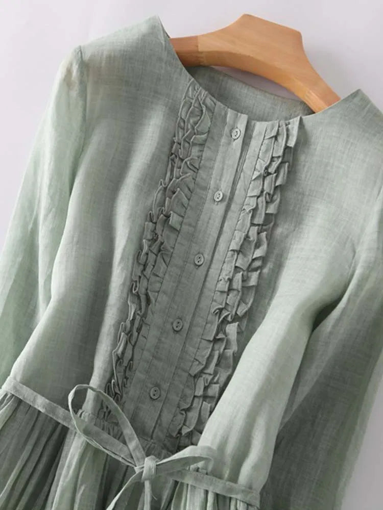 Maira - Retro Women's Dress with Tie Belt