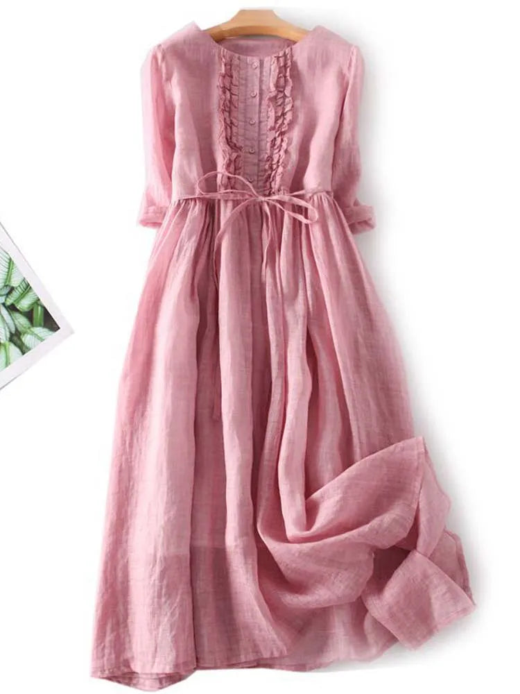 Maira - Retro Women's Dress with Tie Belt