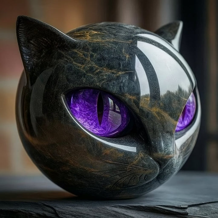 NyxCharm – Mysterious Cat Sculpture in Polished Marble