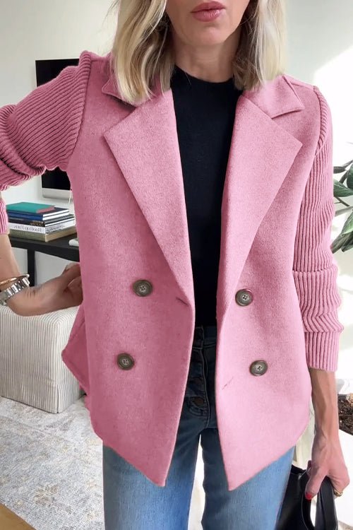 Deborah - Elegant Knit-Sleeve Jacket