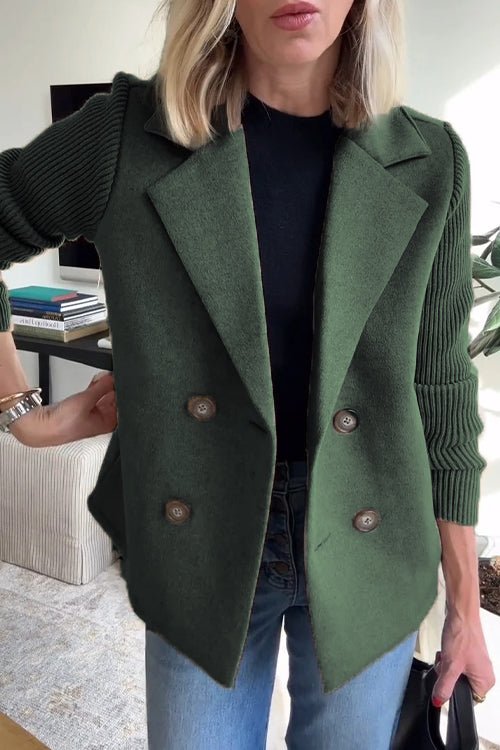 Deborah - Elegant Knit-Sleeve Jacket