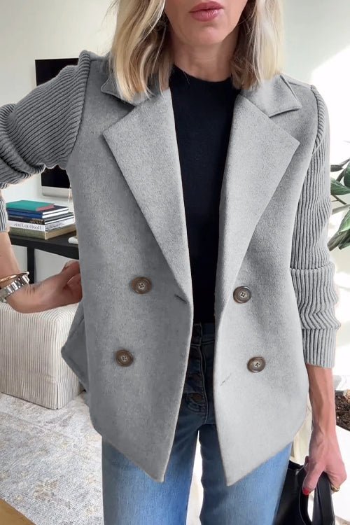 Deborah - Elegant Knit-Sleeve Jacket