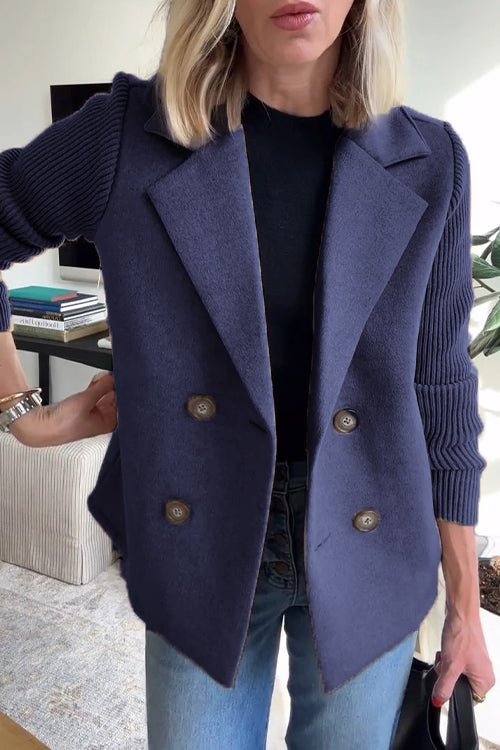 Deborah - Elegant Knit-Sleeve Jacket