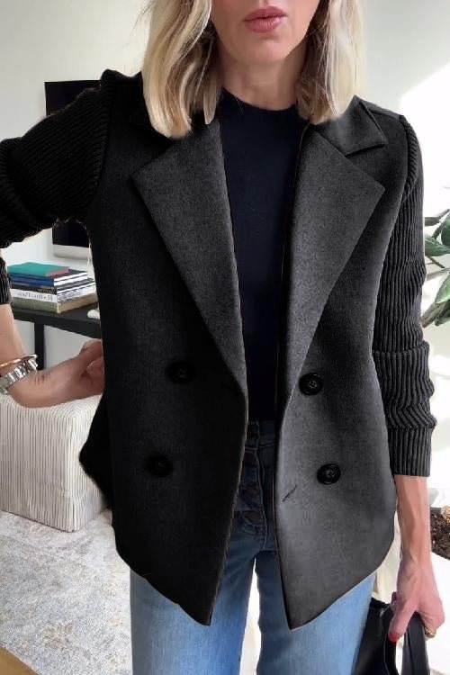 Deborah - Elegant Knit-Sleeve Jacket