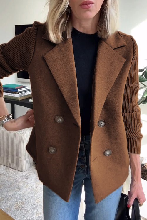Deborah - Elegant Knit-Sleeve Jacket