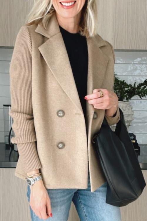 Deborah - Elegant Knit-Sleeve Jacket