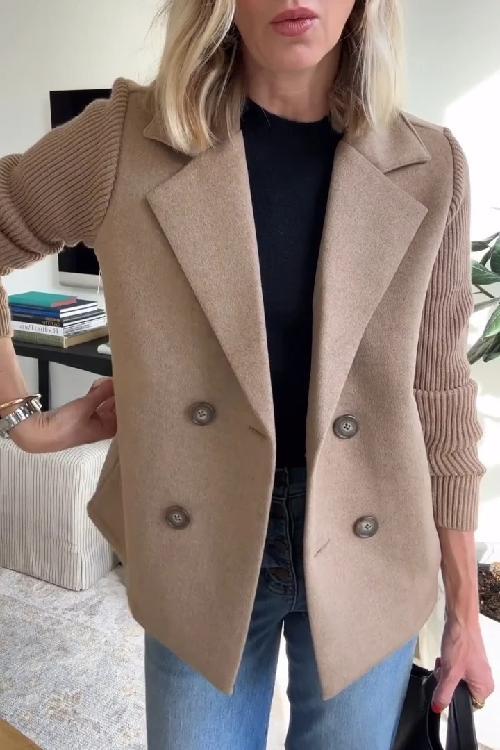 Deborah - Elegant Knit-Sleeve Jacket