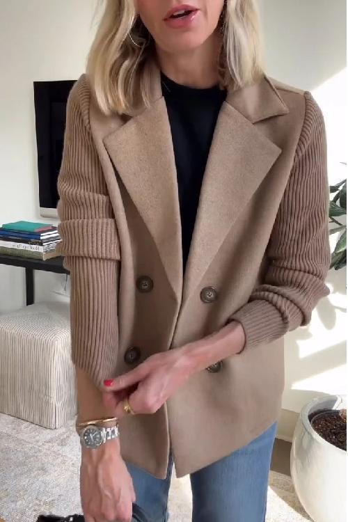 Deborah - Elegant Knit-Sleeve Jacket