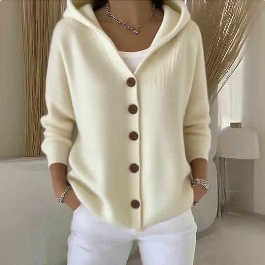 Women's cotton, smooth, comfortable, loose-fitting cardigan with long sleeves