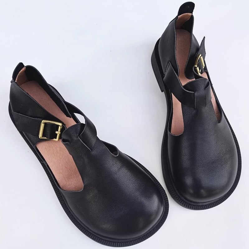 Cyra – Elegant Strap Leather Flats
