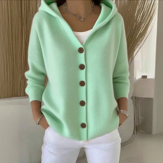 Women's cotton, smooth, comfortable, loose-fitting cardigan with long sleeves