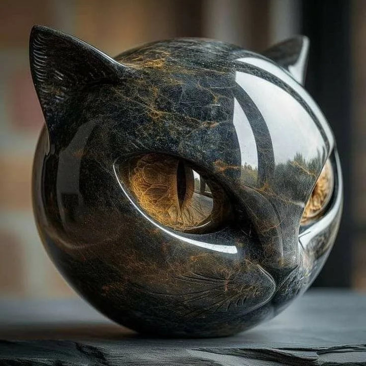 NyxCharm – Mysterious Cat Sculpture in Polished Marble