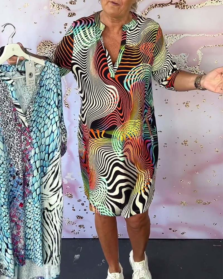 BERNICE | COLOURFUL V-NECK DRESS