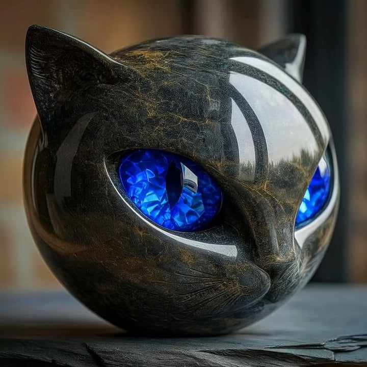 NyxCharm – Mysterious Cat Sculpture in Polished Marble