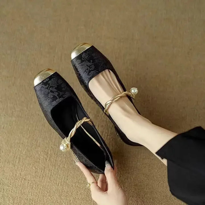 Estella – Pearl Strap Leather Flats
