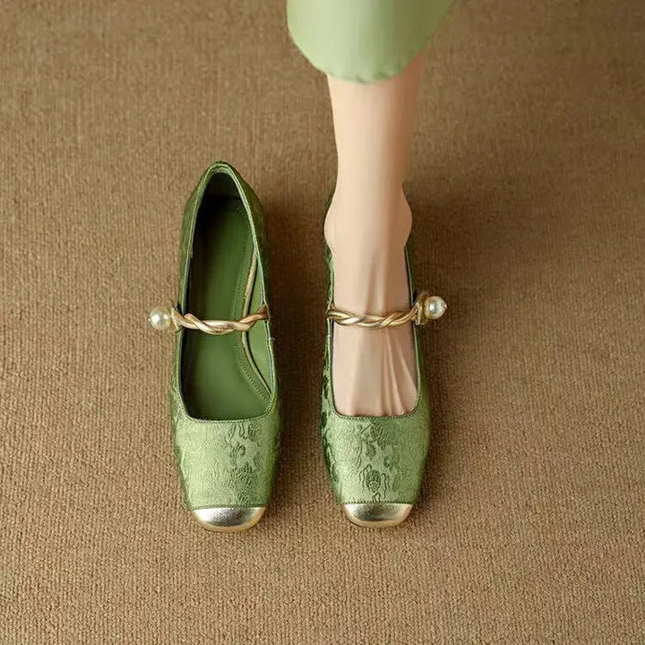 Estella – Pearl Strap Leather Flats
