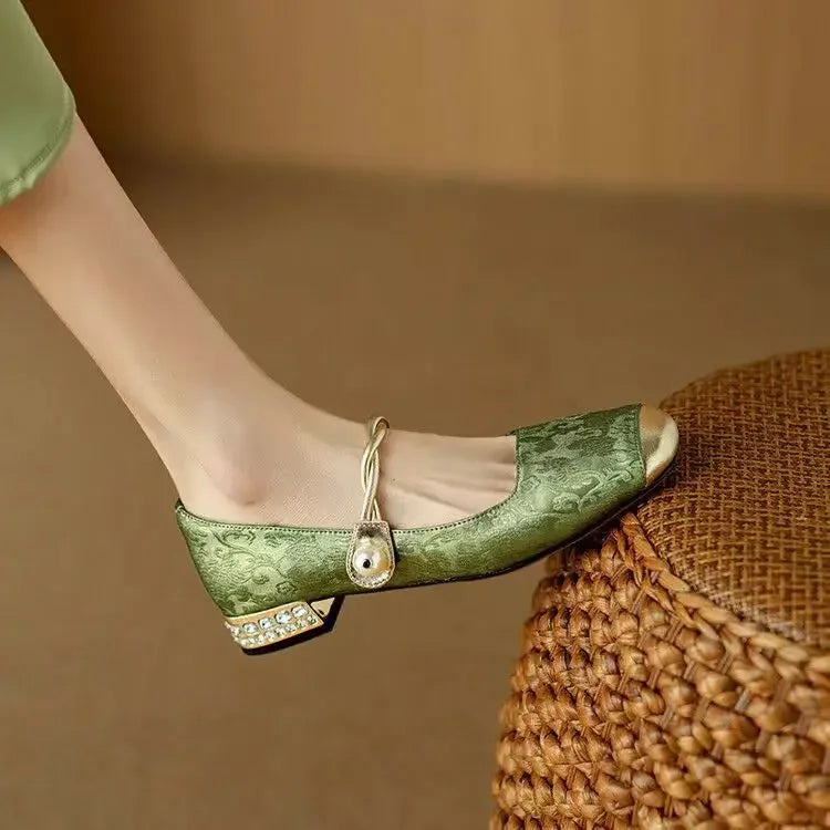 Estella – Pearl Strap Leather Flats