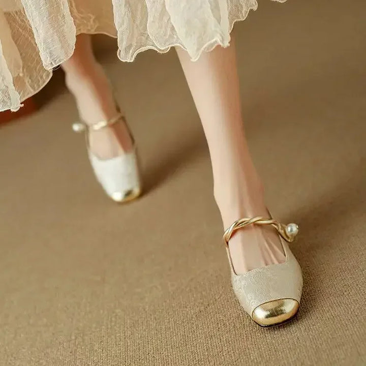 Estella – Pearl Strap Leather Flats