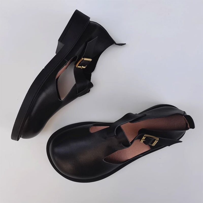 Cyra – Elegant Strap Leather Flats