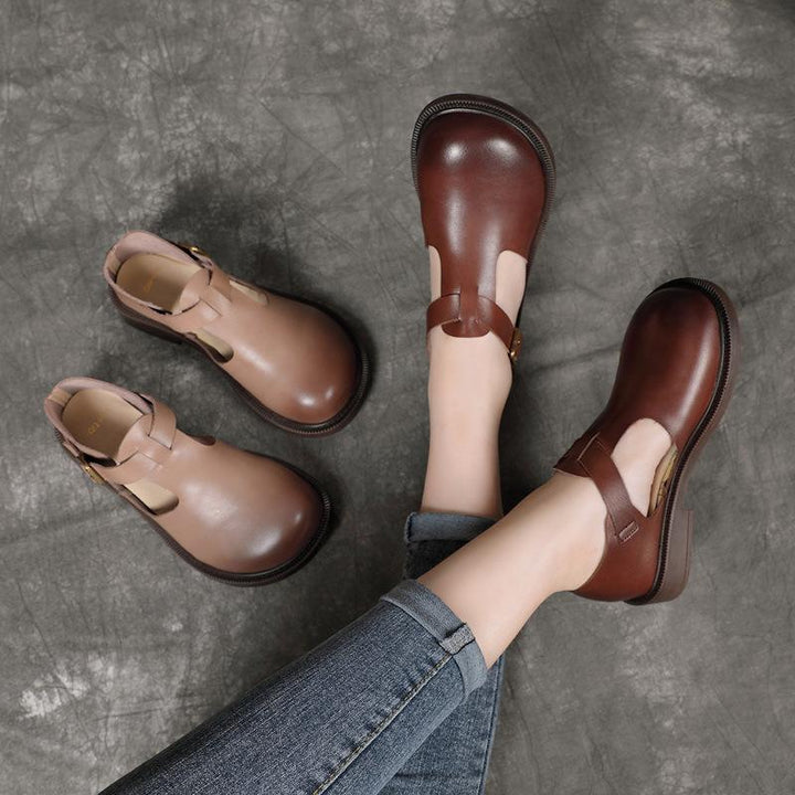 Cyra – Elegant Strap Leather Flats