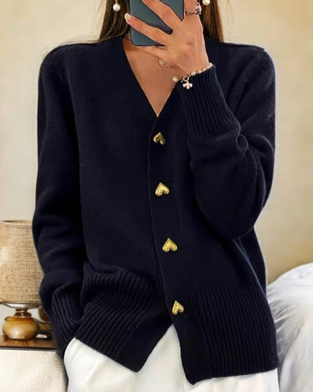 Charlotte – Elegant Heart Button Cardigan