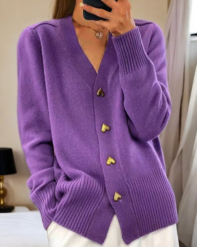 Charlotte – Elegant Heart Button Cardigan