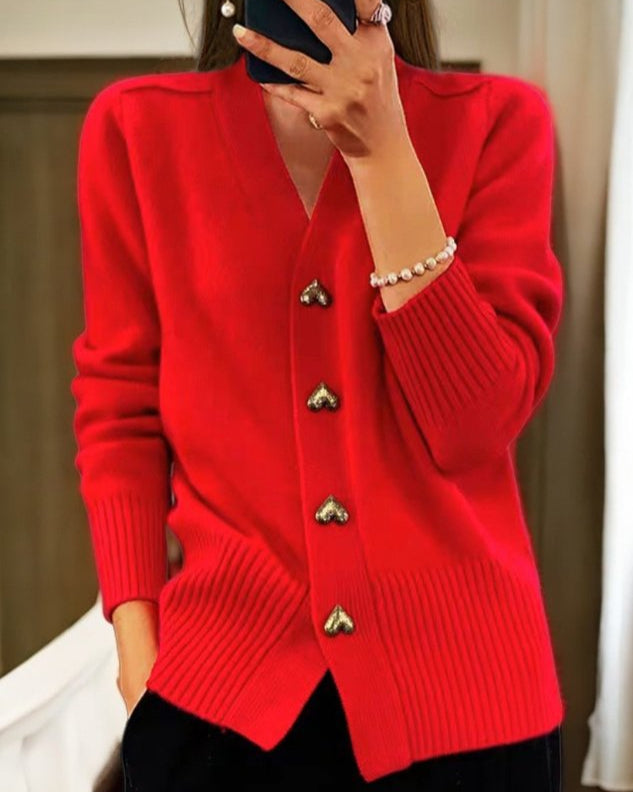 Charlotte – Elegant Heart Button Cardigan